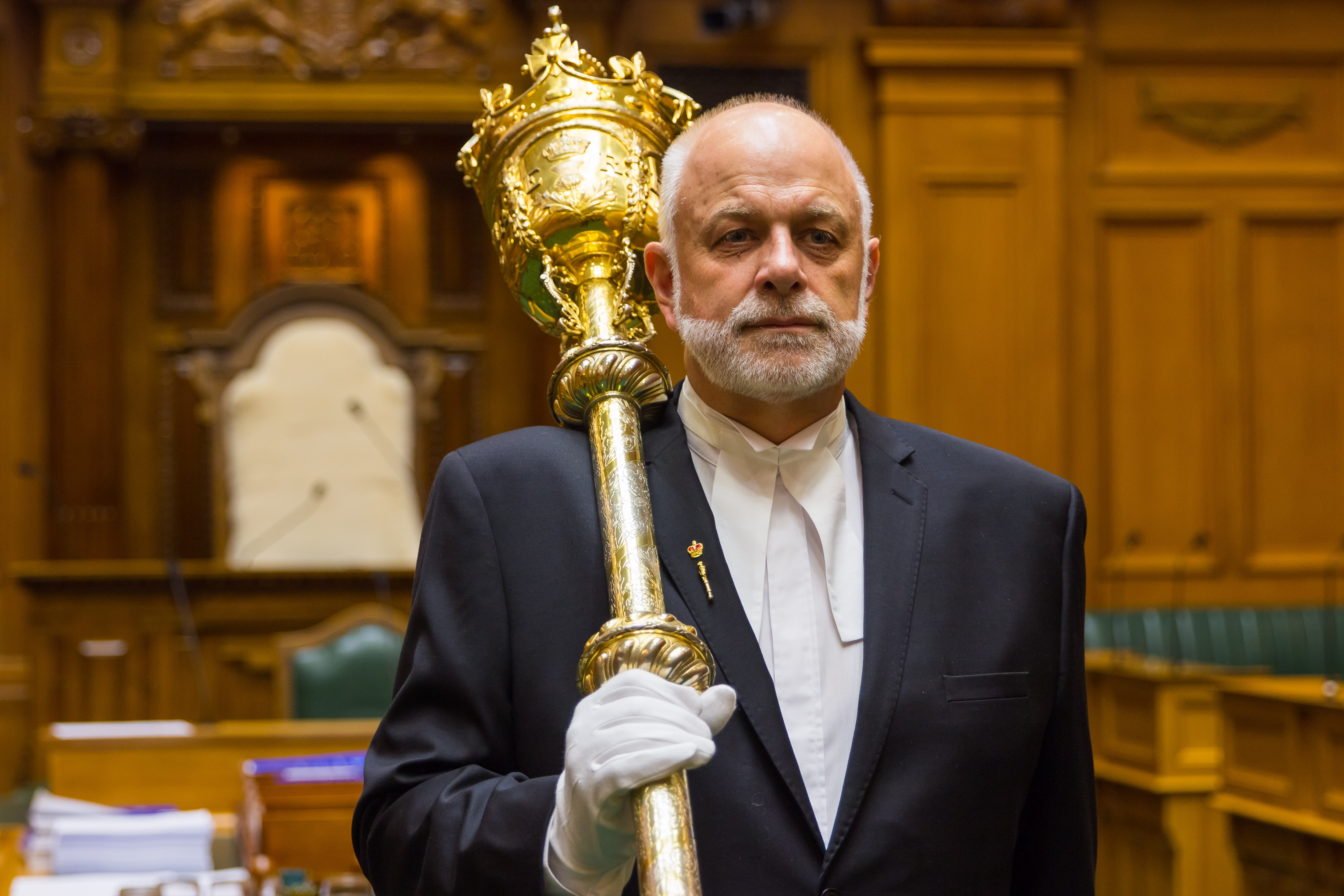 Serjeant At Arms Steve Streefkerk holding the Mace