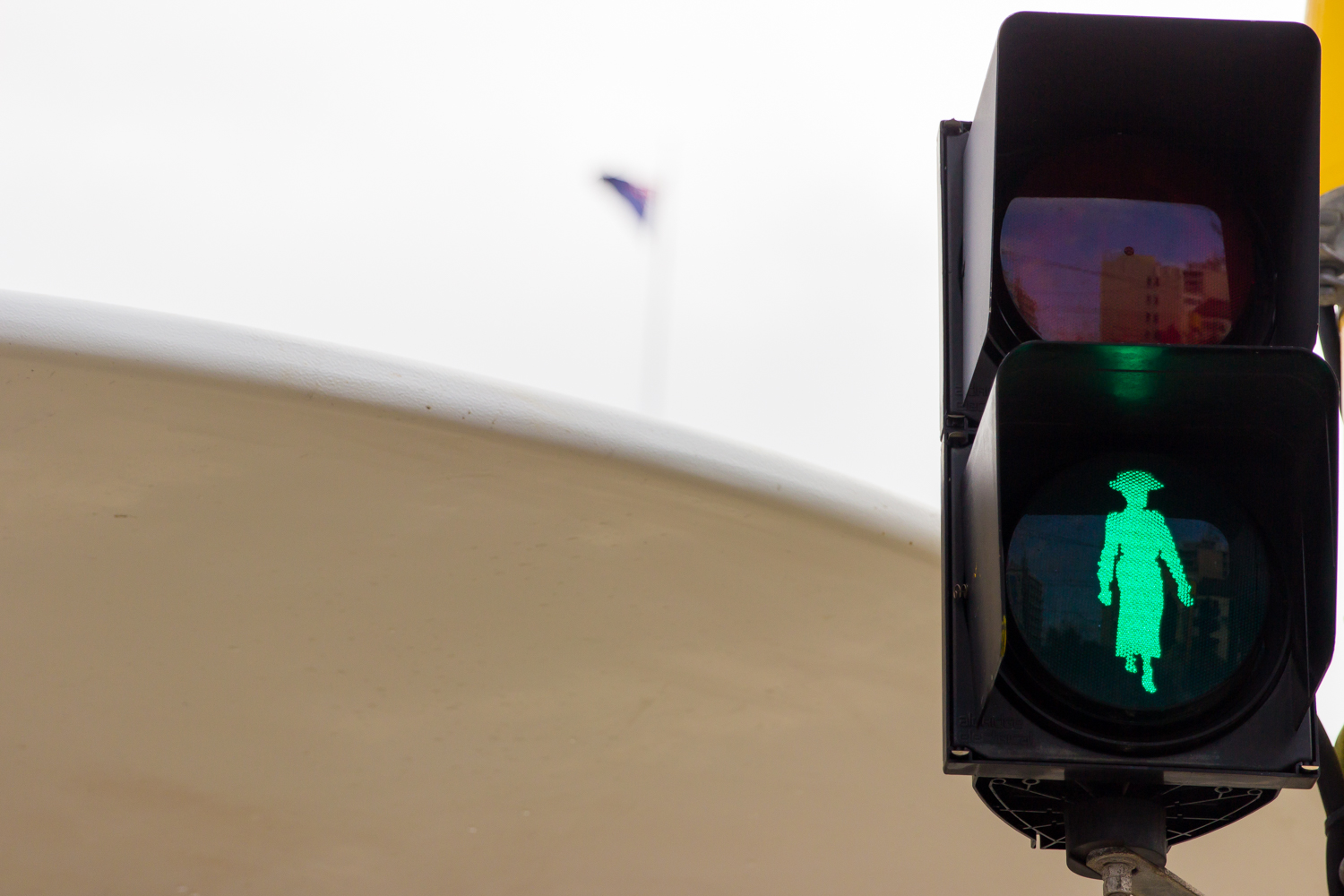 Pedestrian lights featuring Kate Sheppard instead of green man 